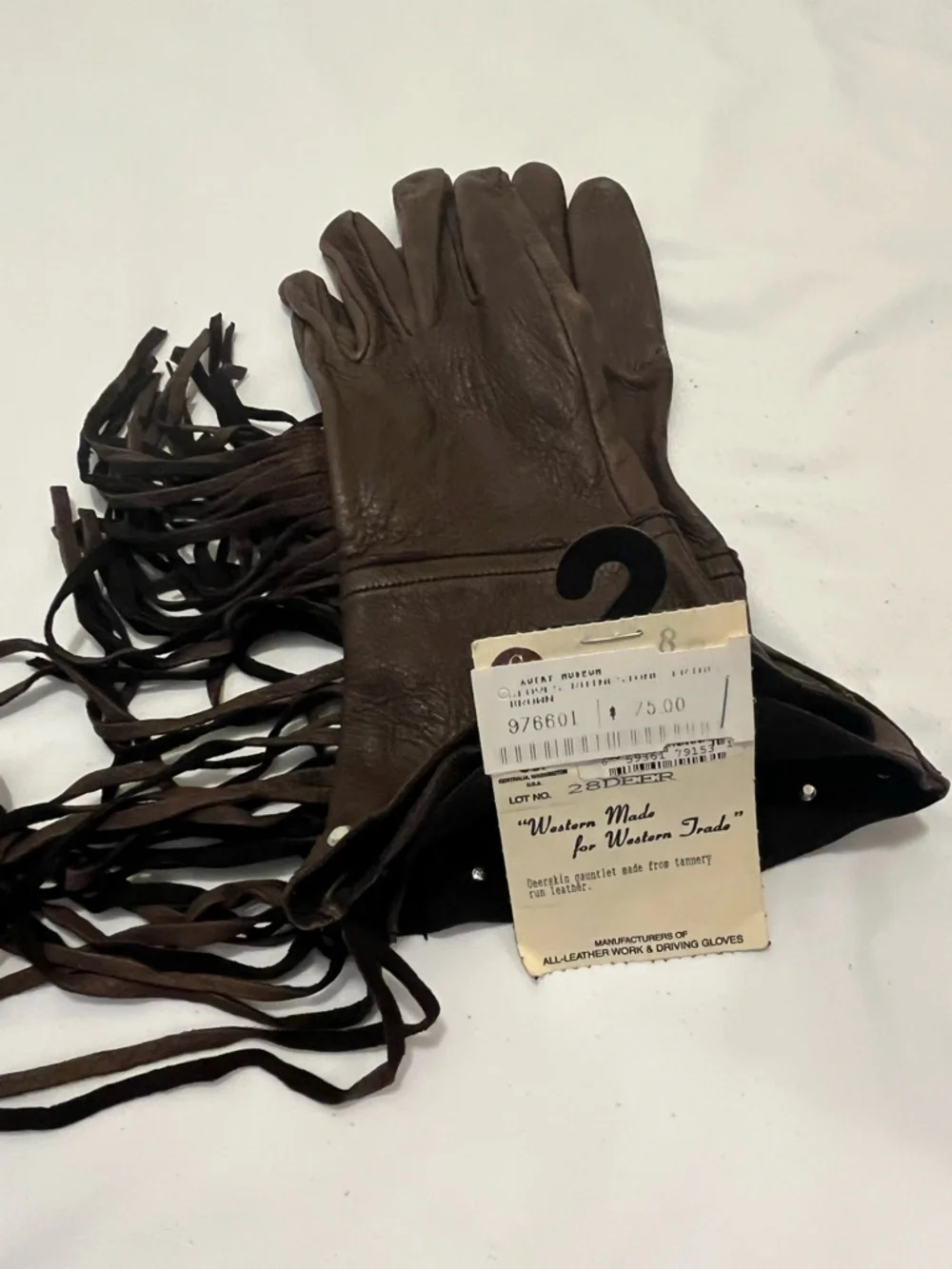 Vintage Western Brown Leather Fringe Gloves
